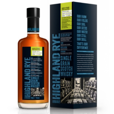 ARBIKE HIGHLAND 4YR RYE 750ML is a robust rye whiskey crafted in the heart of the Highlands. It showcases a well-balanced flavor profile with notes of spice