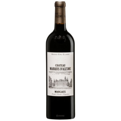 The MARQUIS D ALESME MARGAUX 750ML is a refined red wine from the prestigious Margaux region in Bordeaux