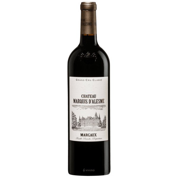 The MARQUIS D ALESME MARGAUX 750ML is a refined red wine from the prestigious Margaux region in Bordeaux