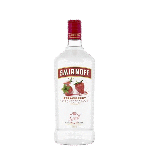 SMIRNOFF STRAWBERRY 1.75L is a flavored vodka that highlights the natural sweetness of ripe strawberries. This product is crafted in the U.S.A.