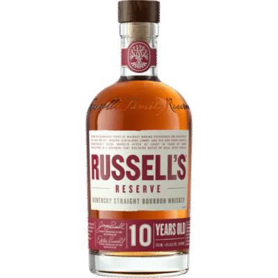 Russell's Reserve 10 Year is a premium bourbon whiskey crafted in the heart of Kentucky's bourbon country. It features a complex flavor profile with notes of rich caramel