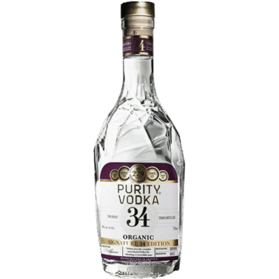 PURITY VODKA 34 is a premium vodka hailing from the pristine waters of Sweden. It is carefully crafted using organic winter wheat and rich water