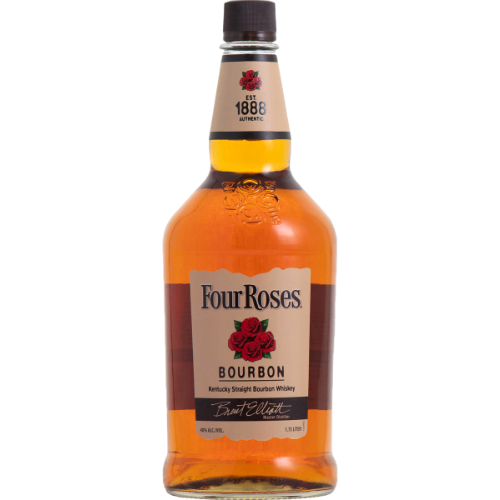 FOUR ROSES 1.75L is a blended bourbon whiskey that features a smooth and balanced flavor profile with notes of sweet vanilla