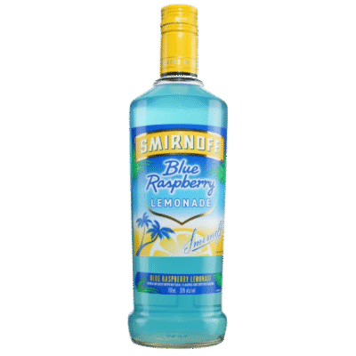 SMIRNOFF BLUE RASPBERRY LEMONADE is a vibrant and refreshing spirit that combines the sweet and tart flavors of blue raspberry with a zesty splash of lemonade. This product is crafted in the United States and delivers a balanced profile that appeals to those seeking a fruity and citrusy beverage.This versatile liquor can be enjoyed on its own over ice