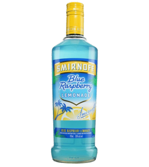 SMIRNOFF BLUE RASPBERRY LEMONADE is a vibrant and refreshing spirit that combines the sweet and tart flavors of blue raspberry with a zesty splash of lemonade. This product is crafted in the United States and delivers a balanced profile that appeals to those seeking a fruity and citrusy beverage.This versatile liquor can be enjoyed on its own over ice