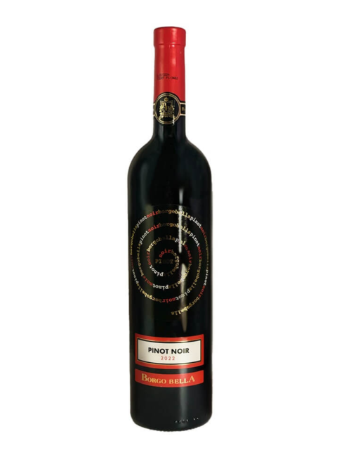 BORGO BELLA PINOT NOIR is a vibrant red wine hailing from the renowned wine regions of Italy. This Pinot Noir showcases bright red fruit flavors