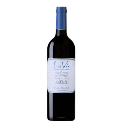 DOM DU CASTEL LA VIE ROUGE is a red wine that showcases a rich flavor profile with notes of ripe red berries