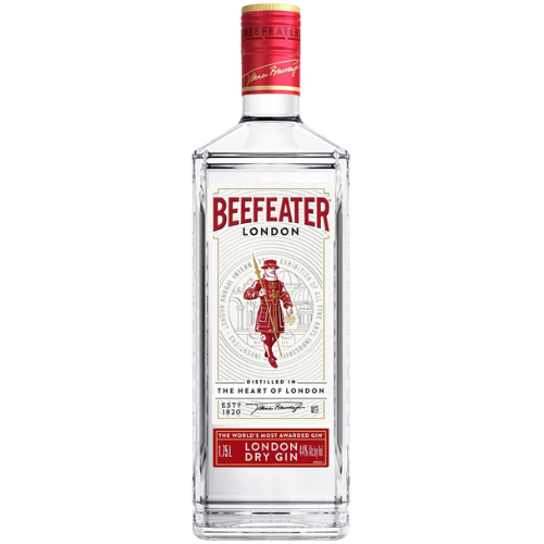 BEEFEATER GIN 1.75L is a London Dry Gin that features a balanced flavor profile with key notes of juniper