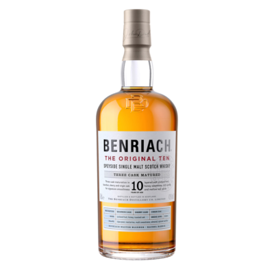 BENRIACH 10YR OLD is a single malt Scotch whisky from the Speyside region of Scotland. It features a balanced flavor profile with notes of honey