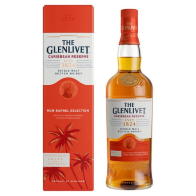 GLENLIVET CARIBBEAN RESERVE is a unique single malt Scotch whisky crafted in the heart of the Speyside region. This expression features a tropical flavor profile with notes of pineapple