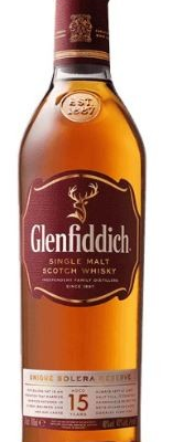 GLENFIDDICH SINGLE MALT 15YR is a rich and complex whisky from the Speyside region of Scotland. It offers notes of dried fruit