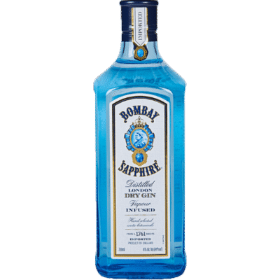 BOMBAY GIN SAPPHIRE 750ML is a premium gin that features a balanced flavor profile with botanical notes of juniper