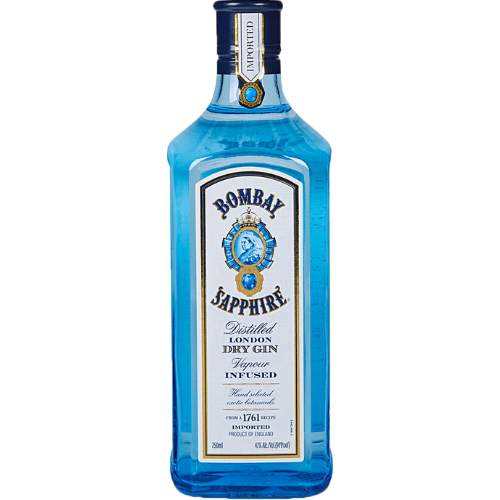 BOMBAY GIN SAPPHIRE 750ML is a premium gin that features a balanced flavor profile with botanical notes of juniper