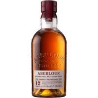 ABERLOUR 12 YEAR 750ML is a single malt Scotch whisky hailing from the Speyside region of Scotland. It features a rich flavor profile with notes of sweet dried fruits