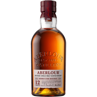 ABERLOUR 12 YEAR 750ML is a single malt Scotch whisky hailing from the Speyside region of Scotland. It features a rich flavor profile with notes of sweet dried fruits