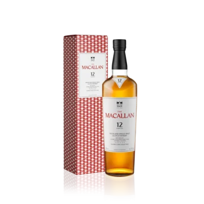 MACALLAN 12 YR DBL CASK is a distinguished single malt Scotch whisky from the Speyside region of Scotland. It features a balanced flavor profile with notes of honey
