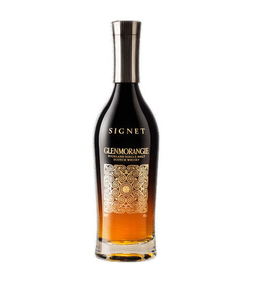 GLENMORANGIE SIGNET 750ML is a premium single malt Scotch whisky hailing from the Highlands of Scotland. It features a rich flavor profile with notes of dark chocolate