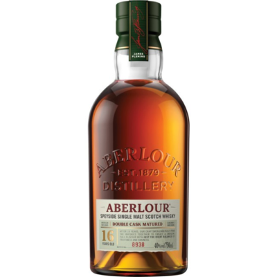 ABERLOUR 16 YEAR is a premium single malt Scotch whisky from the Speyside region of Scotland. It features a rich flavor profile with notes of dried fruit