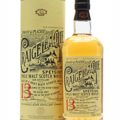 CRAIGELLAGHIE 13 YEAR OLD is a distinguished single malt Scotch whisky hailing from the Speyside region of Scotland. This expression features a complex flavor profile with notes of dried fruits