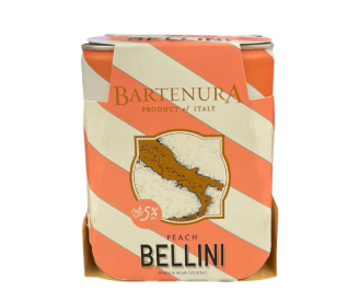 Bartenura Peach Bellini Cans are a refreshing sparkling beverage featuring the crisp and sweet flavor of ripe peaches